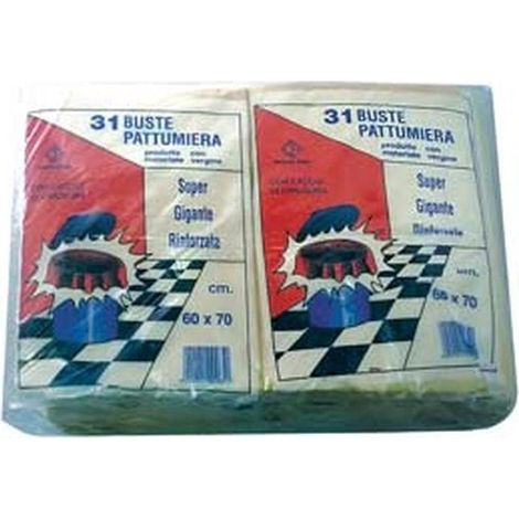 Sacco pattumiera con laccio di chiusura giallo pz.31 - cm.60x70 gr.600 - 20 cf