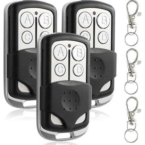 Telecommande Universelle Portail Compatible 433 MHz pour porte de garage, Télécommande Portail Garage sans Fil à 4 Boutons pour Porte de Garage et Voiture - 3 Pièces (1/5)