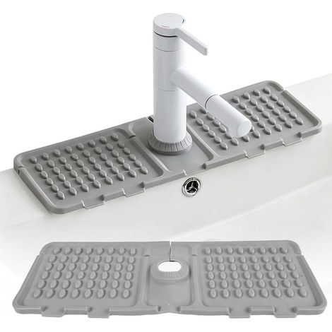 Tapis de Robinet en Silicone, Protection Anti-Éclaboussures pour Évier de Cuisine, Plateau Anti-Gouttes et Tampon de Séchage pour Comptoir de Cuisine et Salle de Bain (1/5)