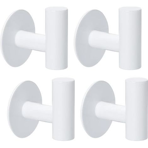 Crochet Adhesif Mural, 4 Pièces Accroche Serviette Salle de Bain, Porte Manteau Mural Sans Percage, Crochet Autocollant en Acier Inoxydable, Crochet Mural Blanc pour Chambre (1/5)