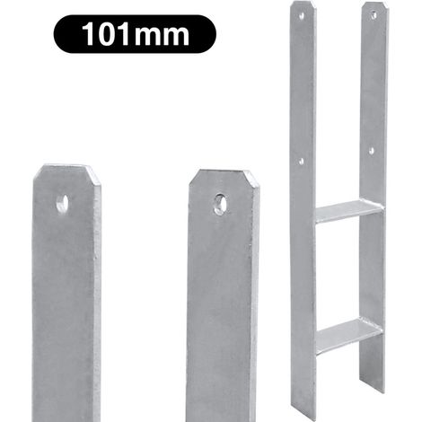 Randaco Ancora a H per ancoraggi - Ancoraggio a terra Resistente per Garage - Boccola a terra altezza 600 mm - Supporto per piede del palo 101 mm - 6 pezzi (1/5)