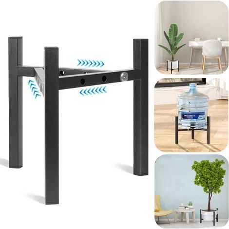 Support à plantes en métal 20 x 19,5 cm - présentoir réglable pour pots, noir (1/5)