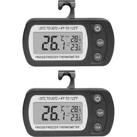 Thermometre Refrigerateur - Ecran LCD 2,56 Pouces - Plage -4 À 122 °F - Précision ±2 °F - Résolution 0,2 °F - Étanche IPX3 - Fonction Min/Max/Actuel - 1 Pièce (1/5)