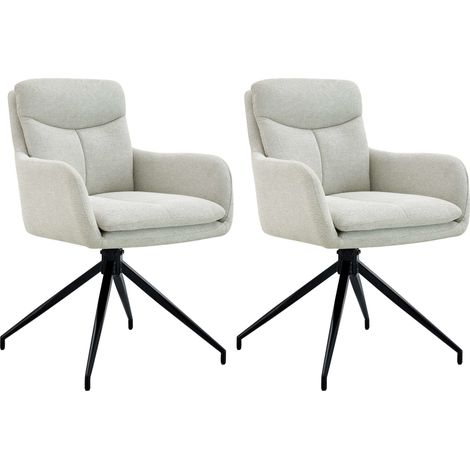 Juego de 2 sillas de comedor con reposabrazos y asiento giratorio en tela crema 100007635 (1/5)
