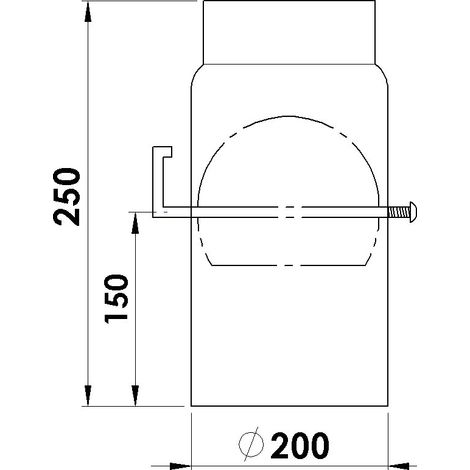 Rauchrohr ø 200, 250 mm lang Drosselklappe/Reguliergestänge