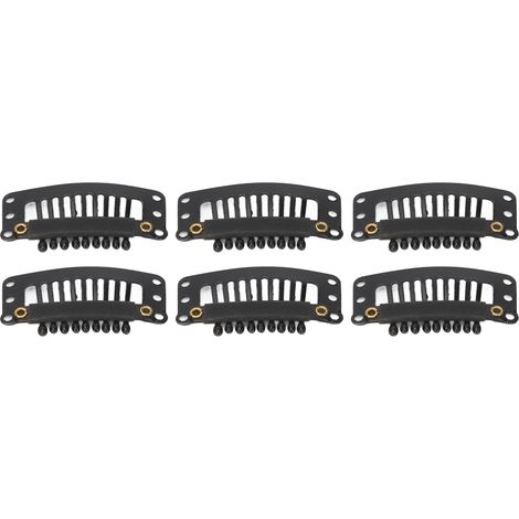 100 attaches à cheveux 9 dents noires 32mm, clips en U pour extensions capillaires et projets DIY (1/5)