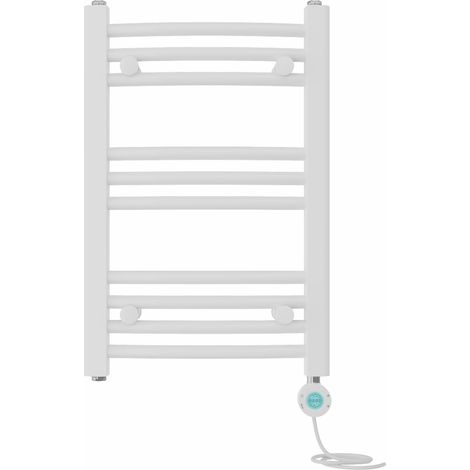 Prefilled Electric Heated Towel Rail Radiator Curved Thermo Smart WiFi 600x400mm White
