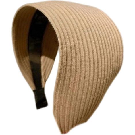 Bandeau à cheveux pour femme, couleur unie, élastique, large, style coréen, en tissu.-Khaki (1/5)