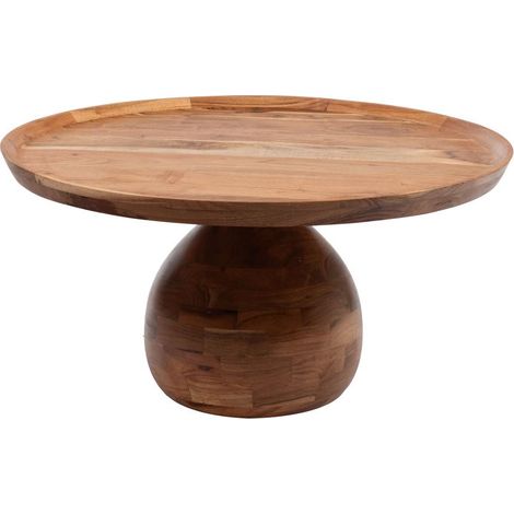 Table basse Goutte en bois d'acacia 80x80x40 cm – Plateau rond naturel – Piètement original – Pour salon moderne ou bohème – Amadeus (1/2)