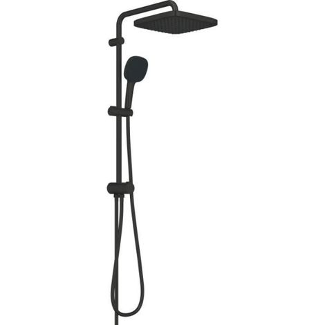 Grohe – Colonne de douche sans robinetterie – Douche de tête 25cm 2 jets Pluie/SmartRain – Pommeau 11cm 2 jets Pluie/Stimulant – Flexible 1,25m – Finition noire mate (1/4)