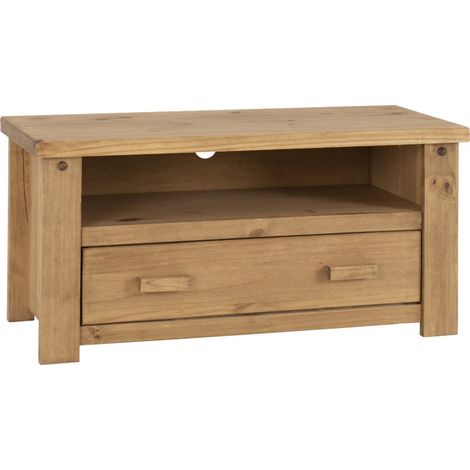 Seconique Tortilla 1 Drawer Flat Screen TV Media Unit Cabinet Distressed Waxed Pine