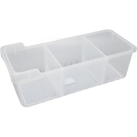 Ortviai Bac à rangement réfrigérateur en PET transparent, 2 compartiments, 40 x 16 x 14,1 cm (1/4)