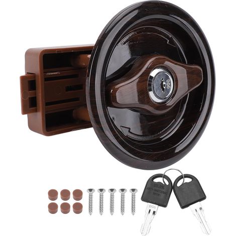 Ortviai Serrure ronde pour porte de salle de bain RV – ABS résistant à l’eau, épaisseur 24–45 mm, avec clés (1/5)