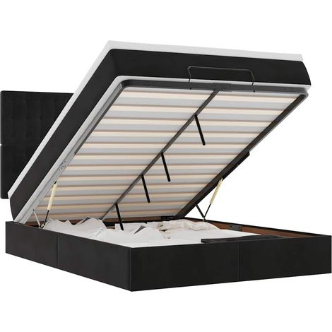 Maison Exclusive - Cadre de lit ottoman avec matelas noir 140x190 cm velours