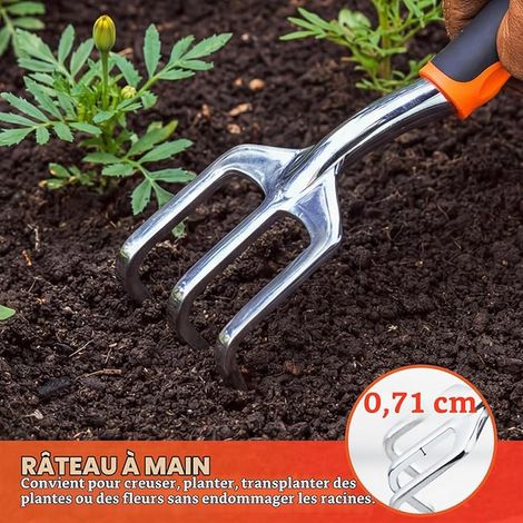 Set of 3 Solid Gardening Tools, Aluminium Alloy Garden Kit with Ergonomic Handle, Includes Shovel, Trowel and Hand Claw for Planting and Lawn, Orange