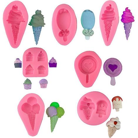 7 Pcs Moulle Silicone Fondant Dcoration, 3d En Forme De Boule De Crme Glace En Silicone Moule Ptisserie Moule Bougies Pour Gteau Dessert Dcor Di (1/5)