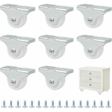 Lot de mini-roulettes de 25 mm en caoutchouc et plastique fixées dans un écrin pivotant en métal - Pour meubles, appareils électro-ménagers et équipements-Lot de 8 (1/5)