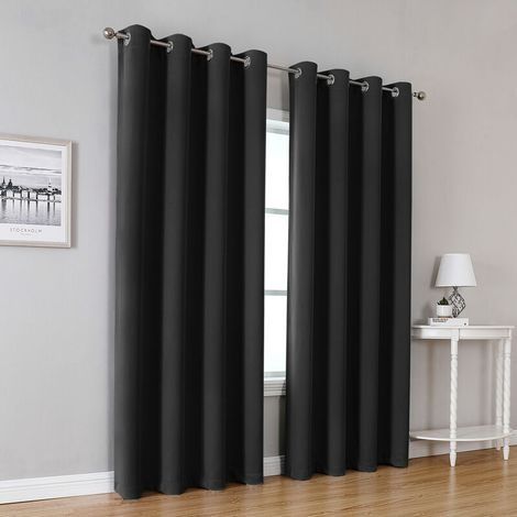 Lot de 2 rideaux thermiques 140240cm noir (1/5)