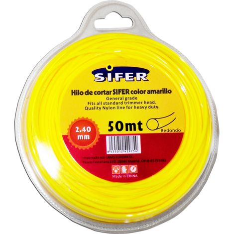 sifer hilo desbrozadora amarillo redondo 2.40 mmx 50 mt 48222004