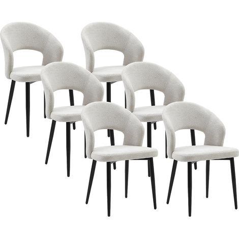 Lot de 6 chaises en tissu et métal noir - Gris - NIYAMA (1/4)