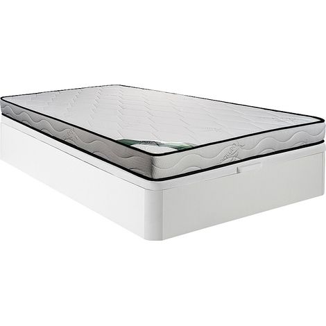 Set 140 x 190 cm Rete contenitore Bianco + Materasso schiuma e rivestimento bambù sp.15 cm - KANANI di NATUREA