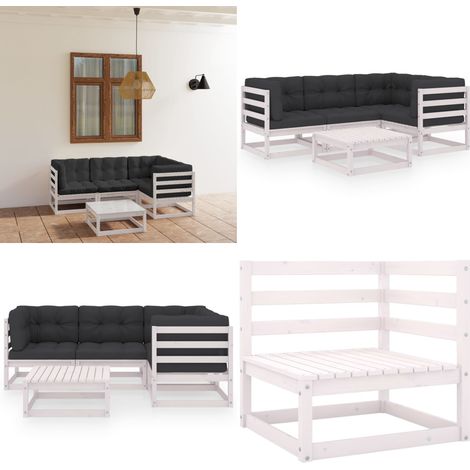 5-tlg. Garten-Lounge-Set mit Kissen Kiefer Massivholz - Garten Lounge Set - Kiefernholzmöbel - Outdoor Möbel - Gartenmöbel - Loungemöbel - Home & Living (1/5)