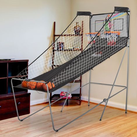 205x110x205 cm - Jeu de panier pliant, compteur de jouets machine de basket-ball et marqueur électronique, avec support en acier, filet