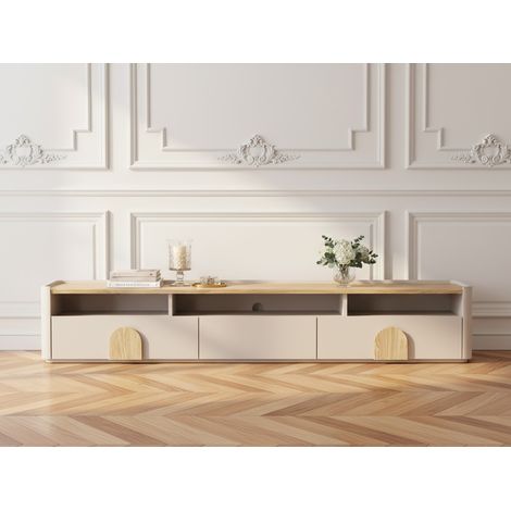 BOBOCHIC - Meuble TV 1 porte 2 tiroirs 200 cm ENYRA   Beige