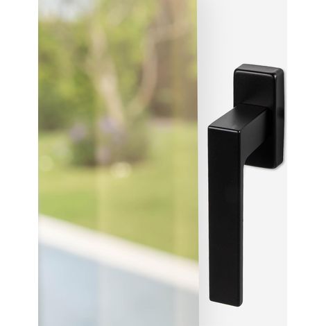 Ferrure de porte en aluminium - poignée de fenêtre noire sur base carrée 1 pce ,poignée de fenêtre,poignées de portes et de fenêtres (1/5)