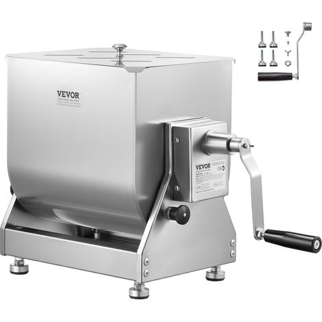 VEVOR Melangeur a viande manuel, equipement de traitement de la viande avec reservoir inclinable 60 L, machine a melanger pour chair a saucisse en acier inox avec reducteur de vitesse, pour bœuf hache
