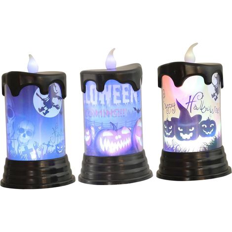 3pièces Bougies Décoratives LED pour Halloween sans Flamme Lampe Bougie (1/5)