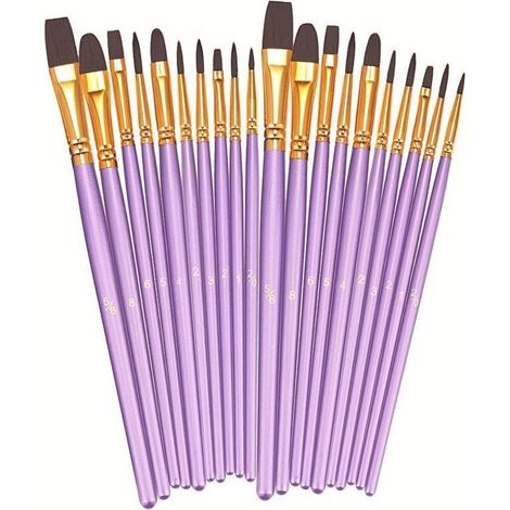Set mit 20 Nylonpinseln für Künstler und Anfänger, geeignet für Acrylfarbe, wasserbasierte Farbe, Aquarellfarbe usw.  - Crezuo