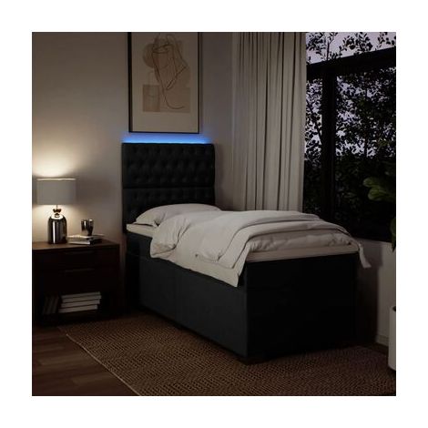 Sommier et matelas en tissu noir champignon 80 × 200 cm, tissu doux et respirant, pour chambre, décor moderne, facile à assembler (1/5)