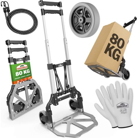 GARDEBRUK® Diable aluminium pliable 80kg chariot transport diable déménagement (1/5)