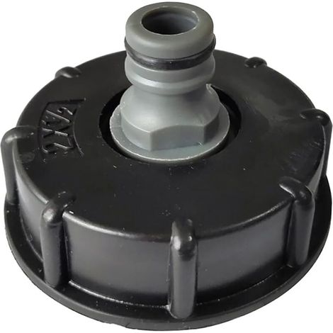 KZQ Adaptador de tanque IBC de plástico S60X6 con tapa de rosca gruesa a tanque de agua de 1/2" para válvula de tonelada IBC (1/2)