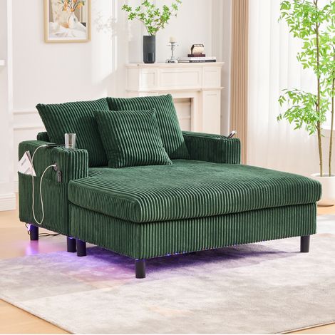 fauteuil salon relax XL LED usb velours cotele grand OKMYHOME (1/4)