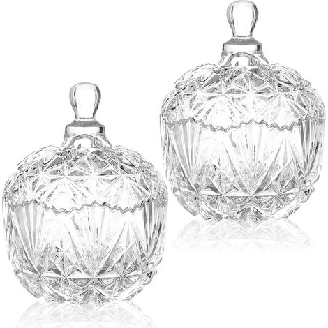 2 Bocaux Verre Avec Couvercle Rangement Coton Tige Organisateur Salle De Bain Décoration Maison (1/5)