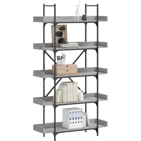 Bücherregal 5 Böden Grau Sonoma 100x33x180,5 cm Holzwerkstoff