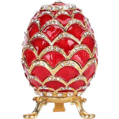 Œufs de Pâques émaillés, artisanat d'œufs de Pâques, ornements en métal peint et émaillé doré, décoration intérieure (1/5)
