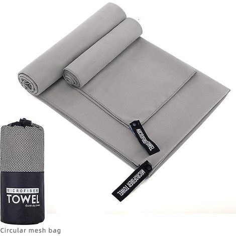 Serviette en microfibre compacte, ultralégère et à séchage rapide - Disponible en trois couleurs - Idéale pour le sport et les voyages (Gris) (1/5)