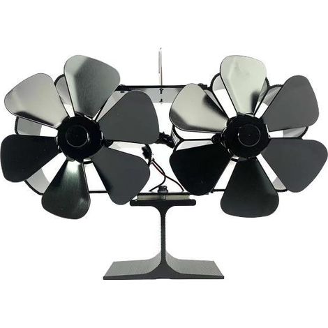 Wärmebetriebener Ofenventilator mit 12 Flügeln, Doppelkopf-Kaminventilator, Holzofen, leiser, umweltfreundlicher Wärmeventilator, effiziente Wärmeverteilung für zu Hause