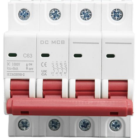 Disjoncteur miniature 4P 63A DC 1000V, interrupteur de protection basse tension, montage sur rail DIN (1/5)