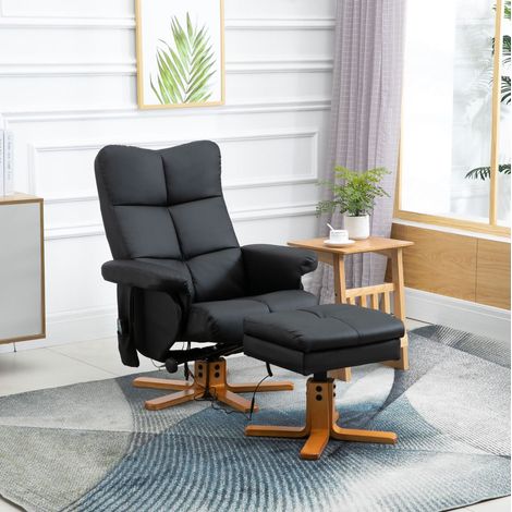 Fauteuil de relaxation massant 80 x 86 x 99 cm polyester noir inclinable repose-pieds - CHICFURN (1/5)