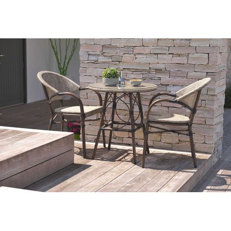 Lot de 2 fauteuils de jardin empilables en aluminium et textilène – Résistant aux intempéries – Confort optimal – DCB GARDEN