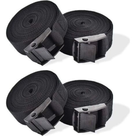 Sangle d'Arrimage, 4 Pièces Sangle de Serrage à Cliquet Sangles de Verrouillage Sangle avec Boucle de Serrage Sangle de Fixation pour Moto Voiture, Porte Vélo Bagages 2,5 cm x 1 m (1/5)