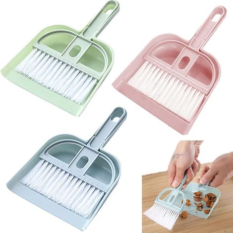 Mini Kit Pelle Et Balai, 3 Pièces Ensemble Pelle et Brosse Mini, Ensemble Pelle à Poussière et Balai Mini, Mini Pelles Balayettes de Table, pour Le Nettoyage De La Maison, Bureaux, Fenêtres (1/5)