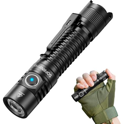 Lampe Torche Tactique 2000 Lumens Rechargeable Portée 269m, double interrupteur, charge USB-C, aluminium aéronautique, lampe de poche pour camping randonnée (1/5)