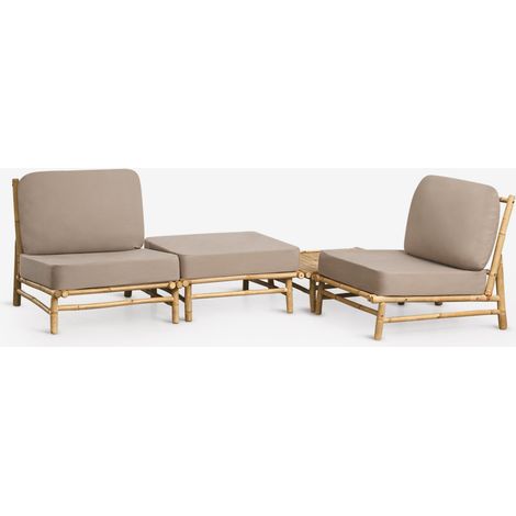 SKLUM Garten-Set mit 2 Sesseln, Hocker und quadratischem Couchtisch 75x75 cm aus Bambus Isendra (1/5)