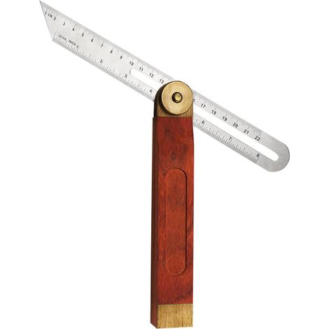 Equerre Combinee - 20 cm - Rapporteur D Angle En Acier Inoxydable Et Bois - Règle De Butée Avec Verrouillage - Jauge De Marquage Ajustable - 1 Piece