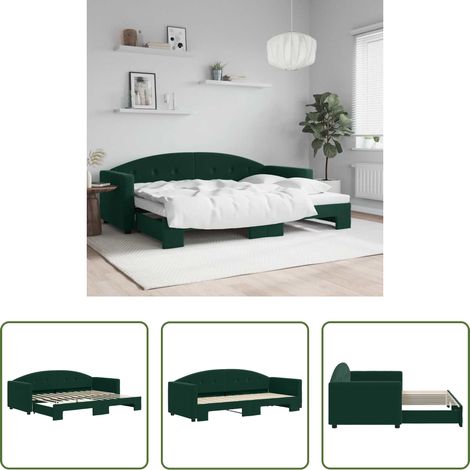 vidaXL Sofa-Bett - Tagesbett Ausziehbar Dunkelgrün 80x200 cm Samt (1/5)